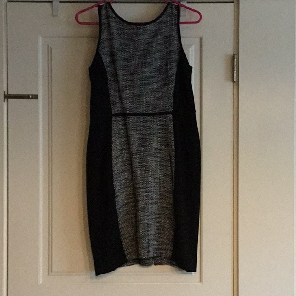 Black patterned Ann Taylor Loft work dress